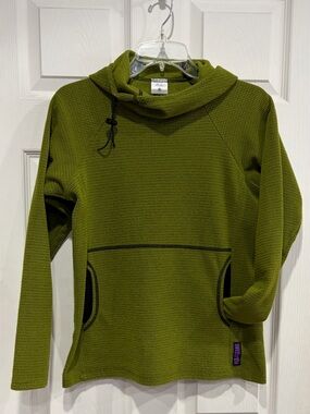 Melanzana Women’s Small Micro Grid Hoodie Lime Green Jacket EUC Microgrid